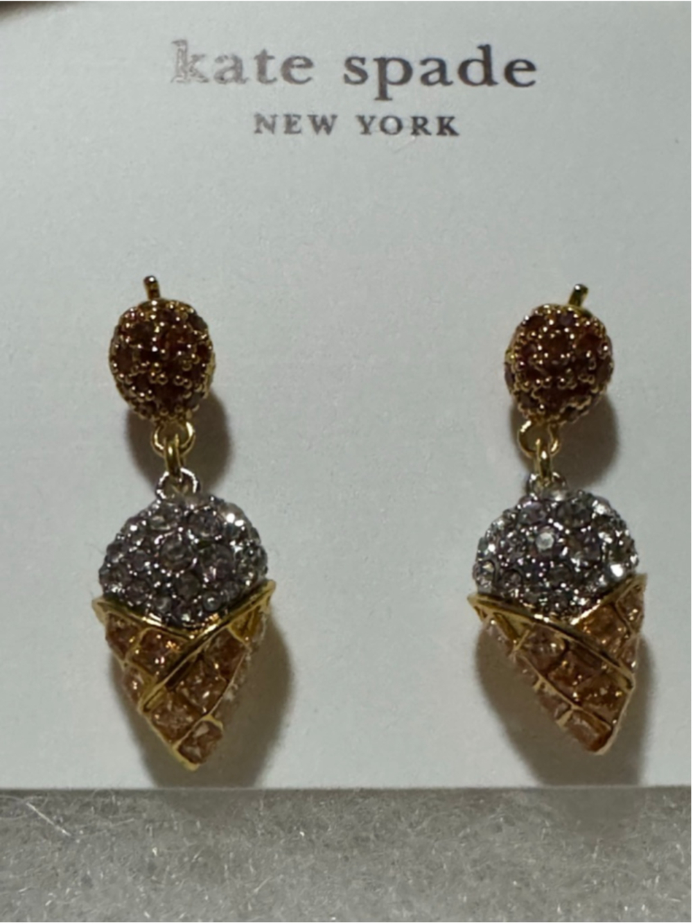 Kate Spade Ice Cream Cone Crystal Drop Earrings - Picture 5 of 5